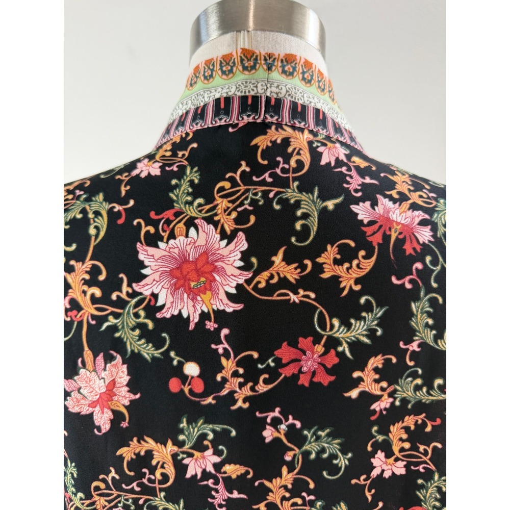 Max Studio Womens Large Black Floral Paisley Open Front Kimono Cardigan - Picture 11 of 11
